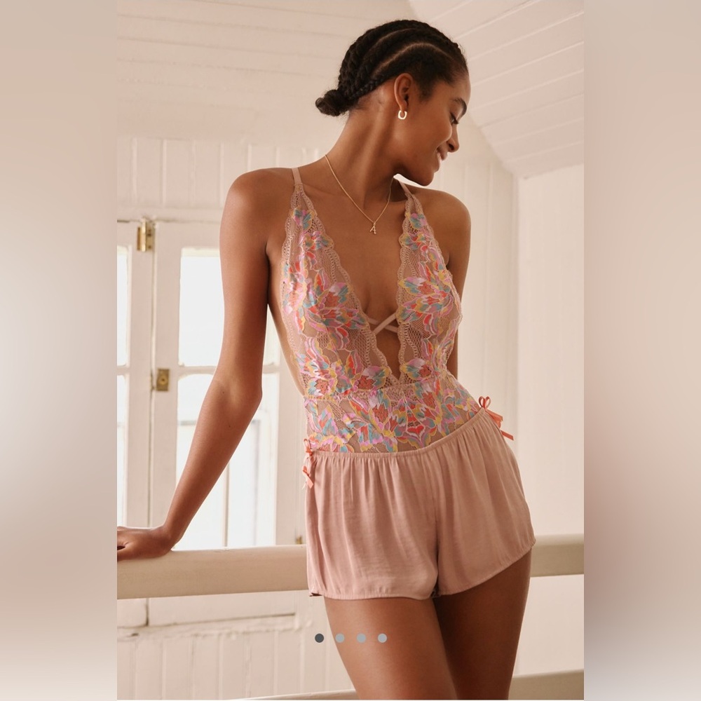 NWT Cosabella for Anthropologie Floral Embroidered Bodysuit